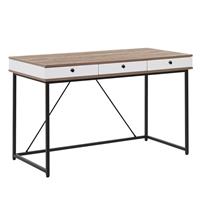 Beliani - Minimalistischer Schreibtisch hellbraun mit 3 Schubladen weiß 120 x 60 cm Hinton - Heller Holzfarbton