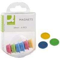 Q-Connect magneten 20 mm geassorteerde kleuren doos van 6 stuks
