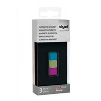 Sigel Magneet Voor Glasbord Mix Packbright: Turquoise, Paars, Lichtgroen 3 Stuks 11X11X11Mm Strong