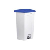 Helit Pedaalafvalbak, 90L, wit/blauw