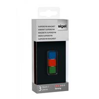 Sigel Magneet Voor Glasbord Mix Packstandaard: Blauw, Rood, Groen 3 Stuks 11X11X11Mm Strong