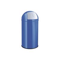 helit Push-afvalbak van staal, inhoud 30 l, h x Ø = 650 x 300 mm, blauw