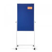 Holtz Moderationstafel 11112103, 75x120cm, Filz + Whiteboard (beidseitig), pinnbar, beschreibbar, magnetisch, mit Rollen, blau + weiÃ