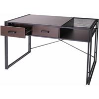 HHG Schreibtisch 453, Bürotisch Computertisch, Industrial 76x120x70cm ~ dunkelbraun - 