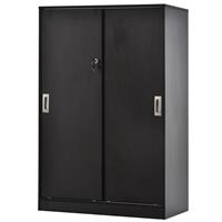 HOMCOM Aktenschrank Bürocontainer Büroschrank mit 3 Regalen und 2 Türen - schwarz