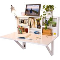 SOBUY Wandklapptisch Schreibtisch mit Integriertem Schweberegal weiß FWT07-W