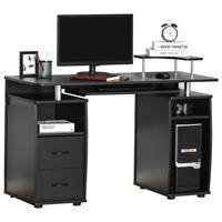 HOMCOM Computertisch Schreibtisch mit Schubladen Home Office Stauraum Schwarz