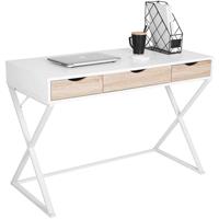 WOLTU Schreibtisch mit 3 Schubladen aus Holz & Stahl im weiß weiß