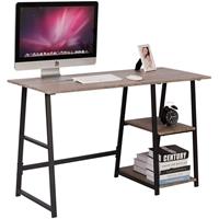 WOLTU Schreibtisch Computertisch mit 2 Ablage Holz Stahl grau