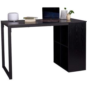 Woltu - Schreibtisch Computertisch mit 4 Ablage Holz & Stahl schwarz - schwarz