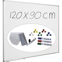 EUROKRAFTpro Whiteboard-set Economy, plaatstaal, gelakt, b x h = 1200 x 900 mm