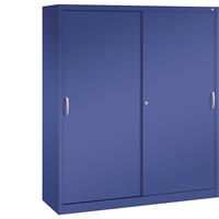 C+P ACURADO schuifdeurkast, 6 legborden, 2 lockers, h x b x d = 1950 x 1600 x 500 mm, lapisblauw