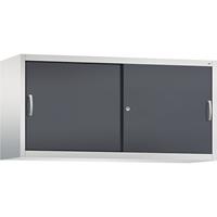 C+P ACCURADO opzetkast met schuifdeuren, 2 legborden, h x b x d = 790 x 1600 x 500 mm, lichtgrijs/zwartgrijs