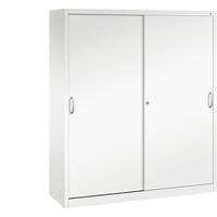 C+P ACURADO schuifdeurkast, 6 legborden, 2 lockers, h x b x d = 1950 x 1600 x 500 mm, verkeerswit