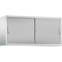 C+P ACCURADO opzetkast met schuifdeuren, 2 legborden, h x b x d = 790 x 1600 x 500 mm, lichtgrijs / blank aluminiumkleurig