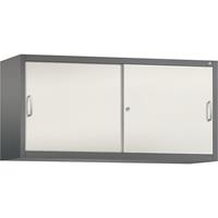 C+P ACCURADO opzetkast met schuifdeuren, 2 legborden, h x b x d = 790 x 1600 x 500 mm, vulkaangrijs/parelwit