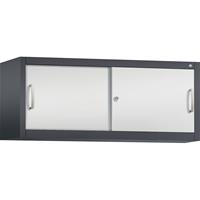 C+P ACCURADO opzetkast met schuifdeuren, h x b x d = 500 x 1200 x 400 mm, zwartgrijs/lichtgrijs