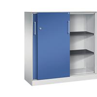 C+P Schuifdeurkast ASISTO, hoogte 1292 mm, breedte 1200 mm, lichtgrijs/gentiaanblauw