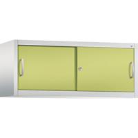 C+P ACCURADO opzetkast met schuifdeuren, h x b x d = 500 x 1200 x 400 mm, lichtgrijs/felgroen