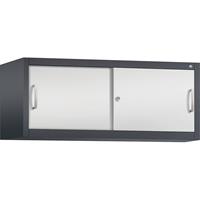 C+P ACCURADO opzetkast met schuifdeuren, h x b x d = 500 x 1200 x 500 mm, zwartgrijs/lichtgrijs