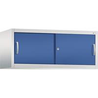 C+P ACCURADO opzetkast met schuifdeuren, h x b x d = 500 x 1200 x 500 mm, lichtgrijs/gentiaanblauw