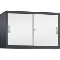 C+P ACCURADO opzetkast met schuifdeuren, 1 legbord, h x b x d = 790 x 1200 x 400 mm, zwartgrijs/verkeerswit