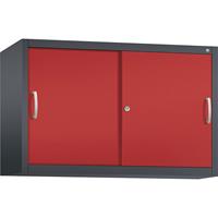 C+P ACCURADO opzetkast met schuifdeuren, 1 legbord, h x b x d = 790 x 1200 x 400 mm, zwartgrijs/vuurrood