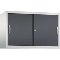 C+P ACCURADO opzetkast met schuifdeuren, 1 legbord, h x b x d = 790 x 1200 x 400 mm, lichtgrijs/zwartgrijs