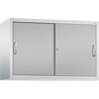 C+P ACCURADO opzetkast met schuifdeuren, 1 legbord, h x b x d = 790 x 1200 x 400 mm, lichtgrijs / blank aluminiumkleurig