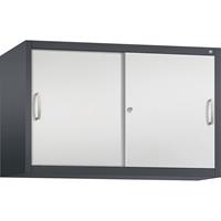 C+P ACCURADO opzetkast met schuifdeuren, 1 legbord, h x b x d = 790 x 1200 x 500 mm, zwartgrijs/lichtgrijs