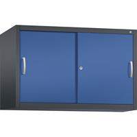 C+P ACCURADO opzetkast met schuifdeuren, 1 legbord, h x b x d = 790 x 1200 x 500 mm, zwartgrijs/gentiaanblauw