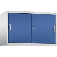 C+P ACCURADO opzetkast met schuifdeuren, 1 legbord, h x b x d = 790 x 1200 x 500 mm, lichtgrijs/gentiaanblauw