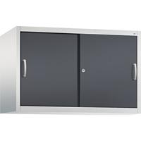 C+P ACCURADO opzetkast met schuifdeuren, 1 legbord, h x b x d = 790 x 1200 x 500 mm, lichtgrijs/zwartgrijs