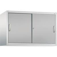 C+P ACCURADO opzetkast met schuifdeuren, 1 legbord, h x b x d = 790 x 1200 x 500 mm, lichtgrijs / blank aluminiumkleurig