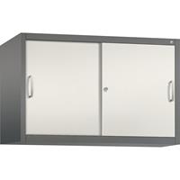 C+P ACCURADO opzetkast met schuifdeuren, 1 legbord, h x b x d = 790 x 1200 x 500 mm, vulkaangrijs/parelwit