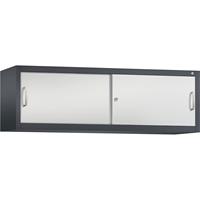 C+P ACCURADO opzetkast met schuifdeuren, h x b x d = 500 x 1600 x 400 mm, zwartgrijs/lichtgrijs