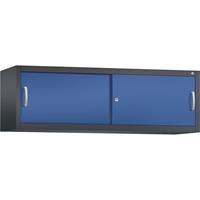 C+P ACCURADO opzetkast met schuifdeuren, h x b x d = 500 x 1600 x 400 mm, zwartgrijs/gentiaanblauw