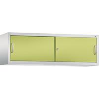 C+P ACCURADO opzetkast met schuifdeuren, h x b x d = 500 x 1600 x 400 mm, lichtgrijs/felgroen