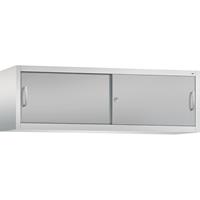 C+P ACCURADO opzetkast met schuifdeuren, h x b x d = 500 x 1600 x 400 mm, lichtgrijs / blank aluminiumkleurig