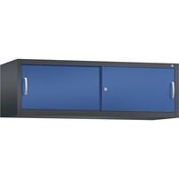 C+P ACCURADO opzetkast met schuifdeuren, h x b x d = 500 x 1600 x 500 mm, zwartgrijs/gentiaanblauw