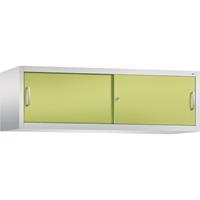 C+P ACCURADO opzetkast met schuifdeuren, h x b x d = 500 x 1600 x 500 mm, lichtgrijs/felgroen