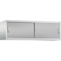 C+P ACCURADO opzetkast met schuifdeuren, h x b x d = 500 x 1600 x 500 mm, lichtgrijs / blank aluminiumkleurig