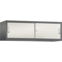 C+P ACCURADO opzetkast met schuifdeuren, h x b x d = 500 x 1600 x 500 mm, vulkaangrijs/parelwit