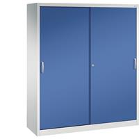 C+P ACURADO schuifdeurkast, 8 legborden, h x b x d = 1950 x 1600 x 500 mm, lichtgrijs/gentiaanblauw