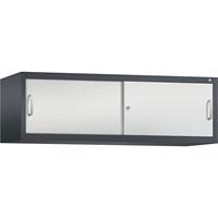 C+P ACCURADO opzetkast met schuifdeuren, h x b x d = 500 x 1600 x 500 mm, zwartgrijs/lichtgrijs