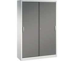 C+P ACURADO schuifdeurkast, 3 legborden, 2 lockers, h x b x d = 1950 x 1200 x 400 mm, lichtgrijs/vulkaangrijs