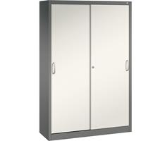 C+P ACURADO schuifdeurkast, 3 legborden, 2 lockers, h x b x d = 1950 x 1200 x 400 mm, vulkaangrijs/parelwit