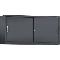 C+P ACCURADO opzetkast met schuifdeuren, 2 legborden, h x b x d = 790 x 1600 x 400 mm, zwartgrijs