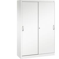 C+P ACURADO schuifdeurkast, 3 legborden, 2 lockers, h x b x d = 1950 x 1200 x 400 mm, verkeerswit