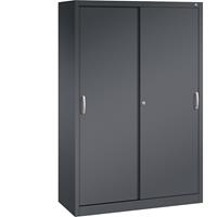 C+P ACURADO schuifdeurkast, 3 legborden, 2 lockers, h x b x d = 1950 x 1200 x 500 mm, zwartgrijs